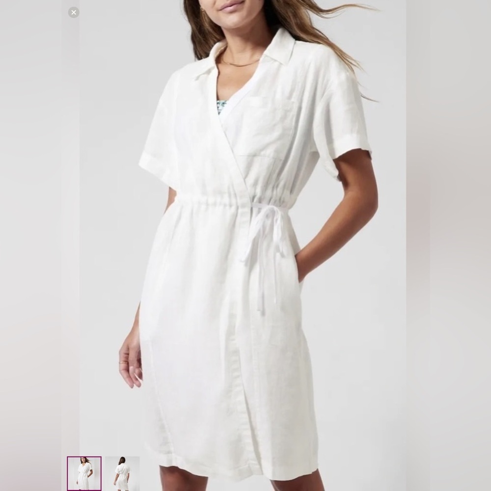 Athleta playa linen wrap dress white size 26